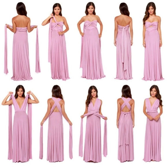 🚫Sold🚫 Lulu’s Dress Maxi Wedding Formal Burgundy Convertible Small - Picture 8 of 9